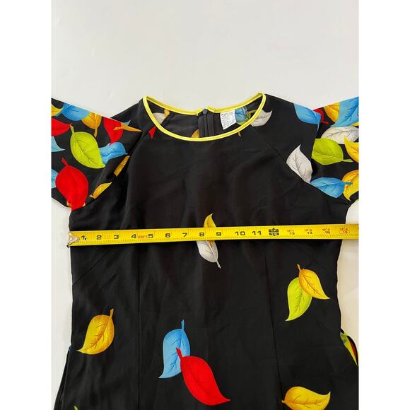 READ Kim Lai 100% Silk Leaf Print Knee Length Shift Dress Womens XS ??? - Picture 5 of 16
